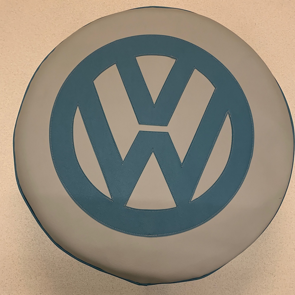 VW Spare Wheel Cover Cinder Grey and Sky Blue
